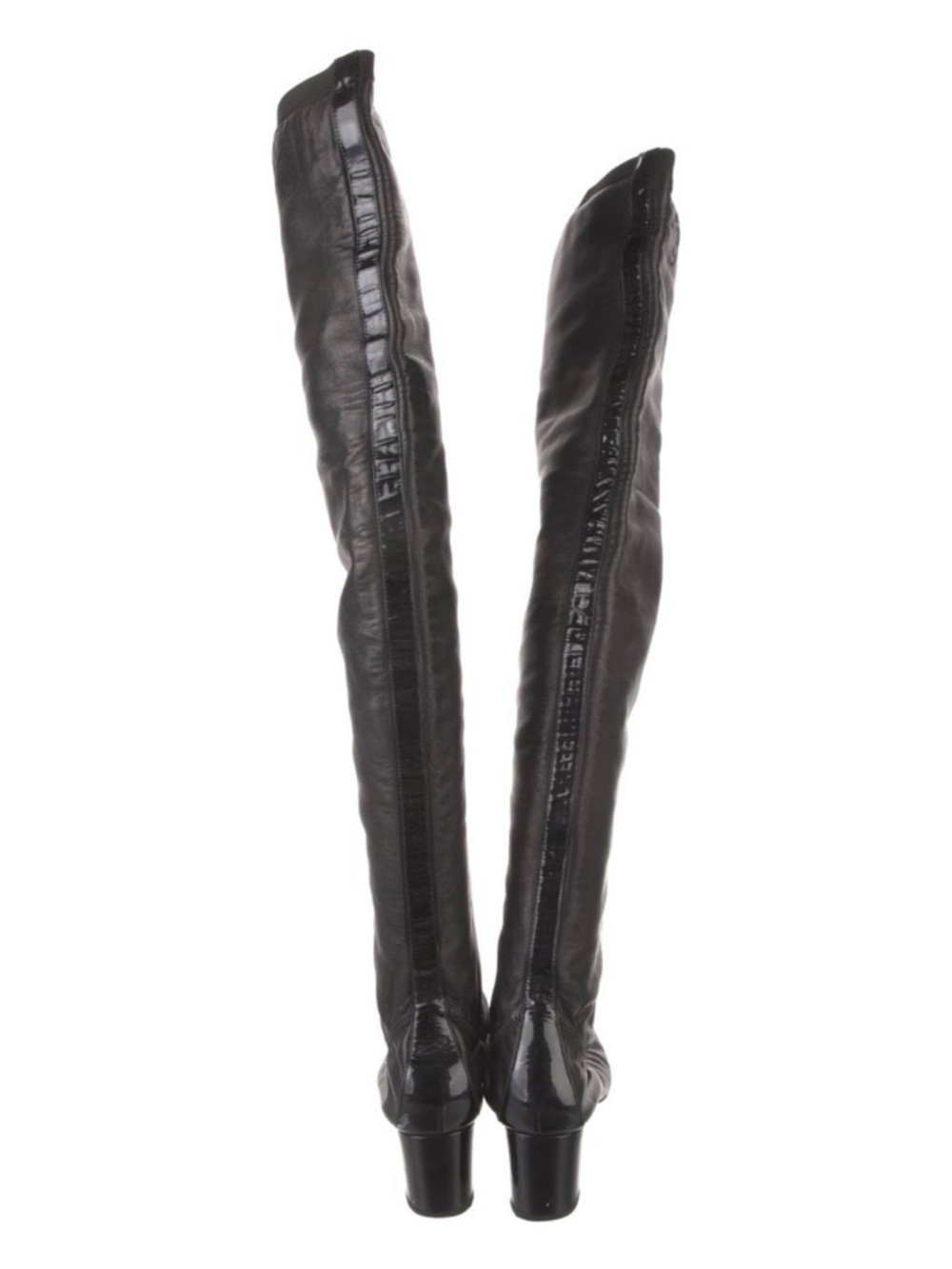 Chanel black leather Over-the-Knee Black Sock Boots - Women - Picture 10 of 16